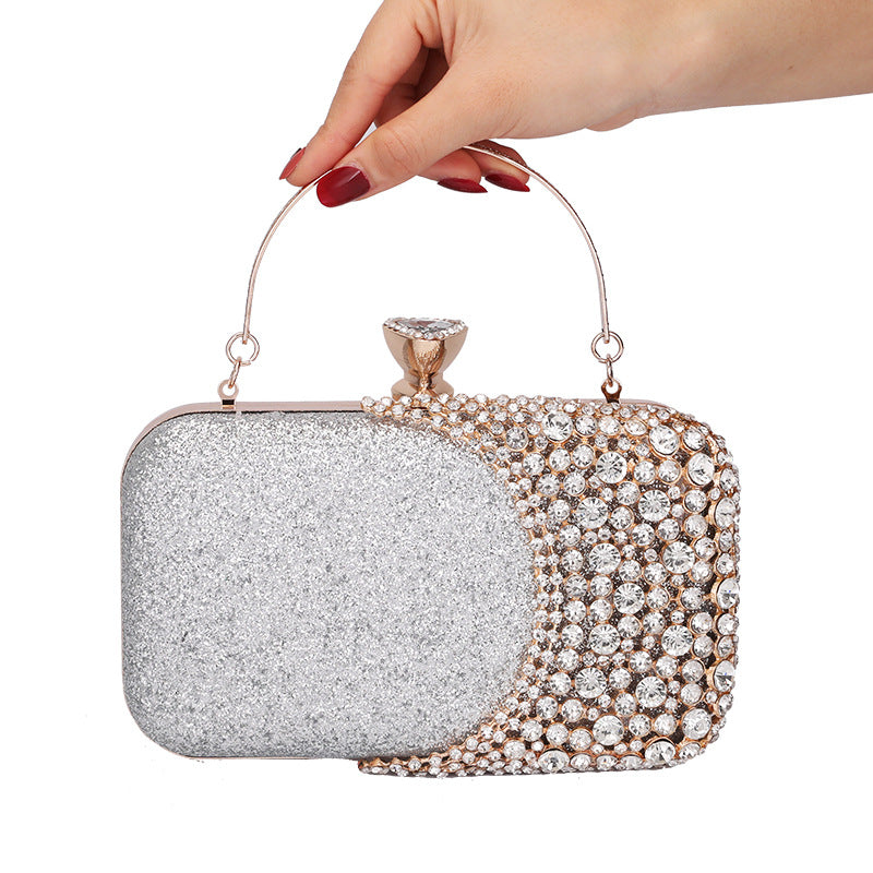 Minaudière soirée argent forme lune