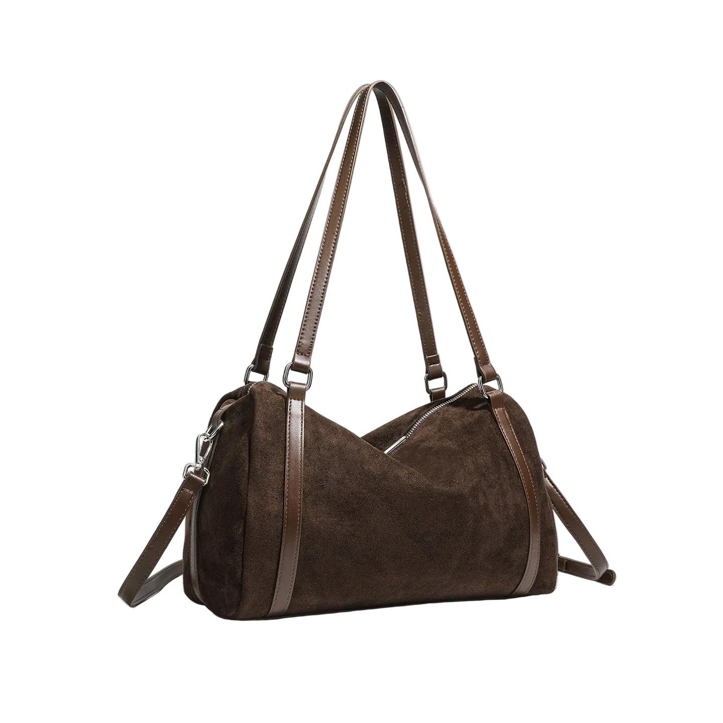 Tote bag suède rétro noir grande capacité