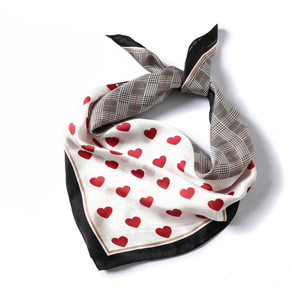 Foulard soie cœur café 70x70