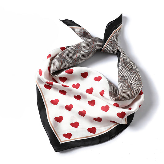 Foulard soie cœur café 70x70