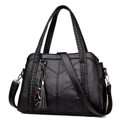 Sac épaule peau mouton noir patchwork Ximena Vogalia Paris