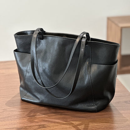 Grand sac main cuir marron