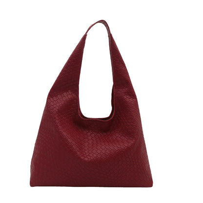 Sac seau rétro PU noir tressé