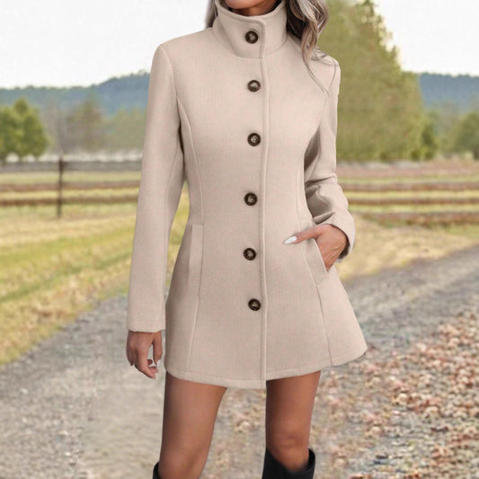 Manteau col montant abricot Tara Vogalia Paris