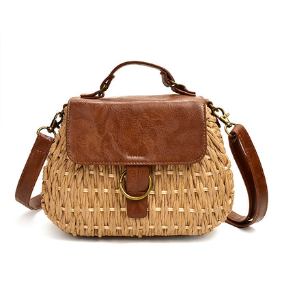 Sac bandoulière paille antique beige