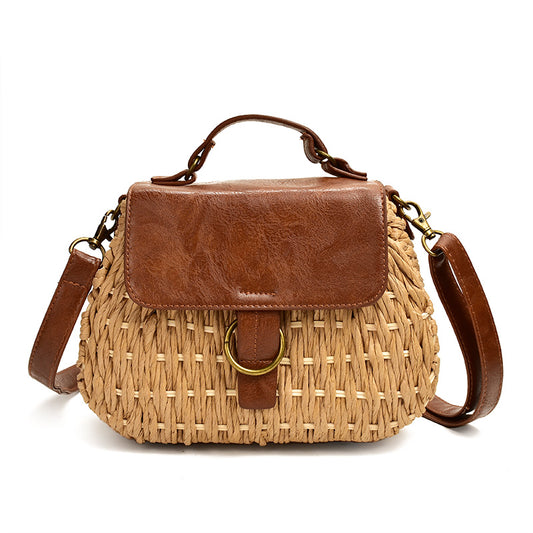Sac bandoulière paille antique beige