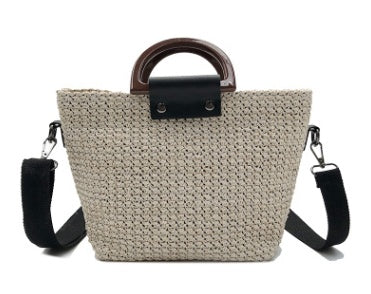 Sac paille chanvre marron grande capacité