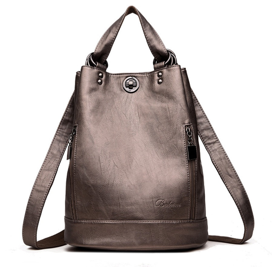 Sac seau PU cuir noir tendance