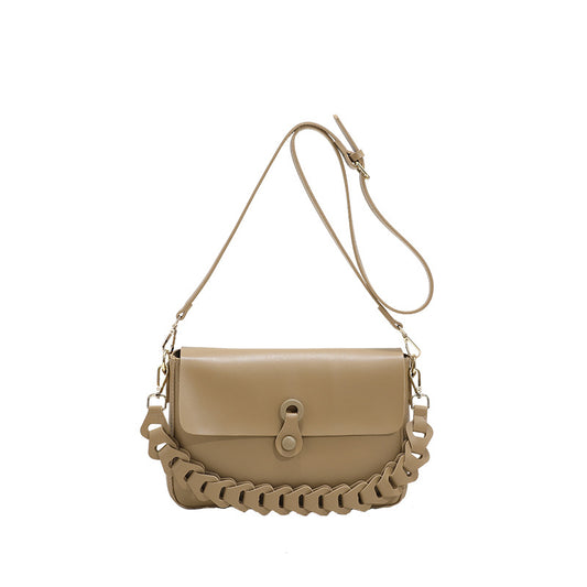 Petit sac carré PU blanc chaîne tressée