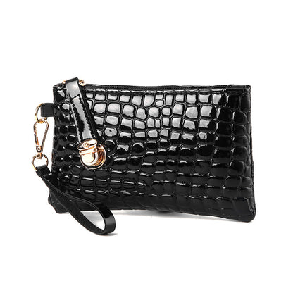 Set 2 Pièces Sac Épaule & Pochette Femme Motif Crocodile PU