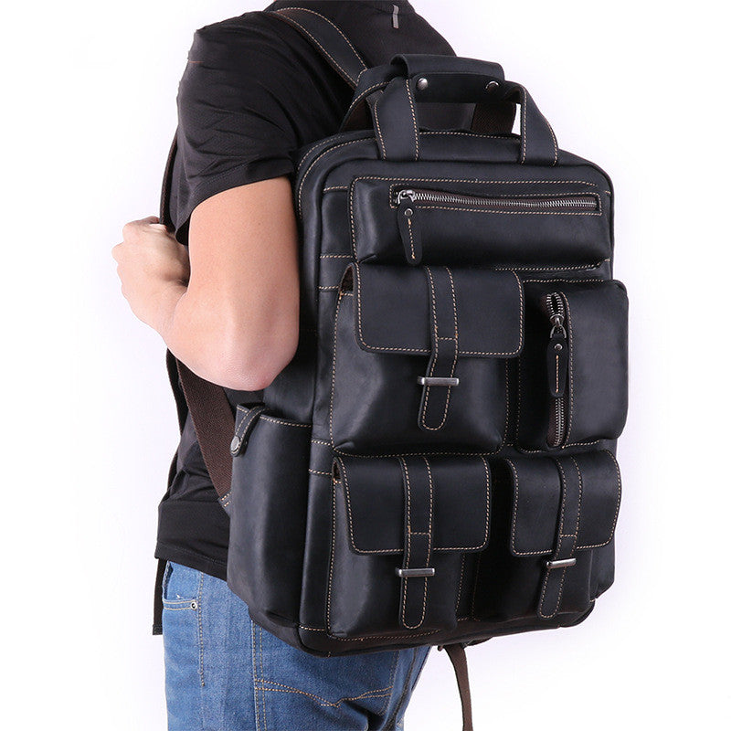 Fermeture éclair robuste sac cuir Crazy Horse sécurisé protection contenu professionnel