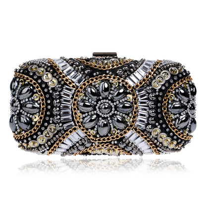 Pochette Soirée Perles Strass - Sac Clutch Femme