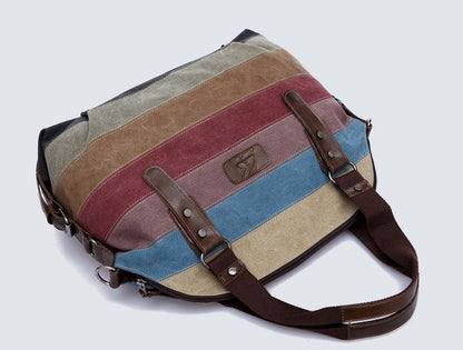 Sac canvas rayures vue profil