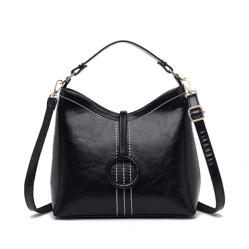 Sac seau cuir huilé violet