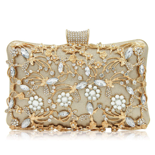 Pochette soirée cheongsam strass noir