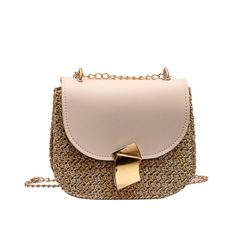 Sac crossbody osier paille noir 15x18cm