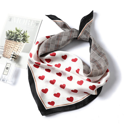 Foulard soie cœur rouge