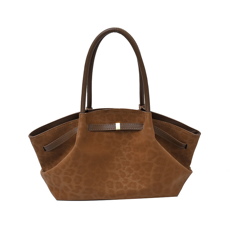 Sac tote rétro suédé femme café marron grande capacité travail
