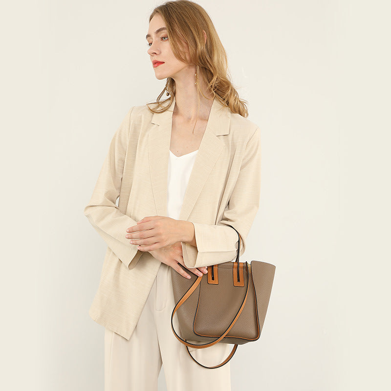 Sac à main en cuir à blocs de couleurs - Vogalia