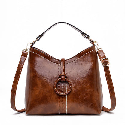 Sac seau cuir huilé noir