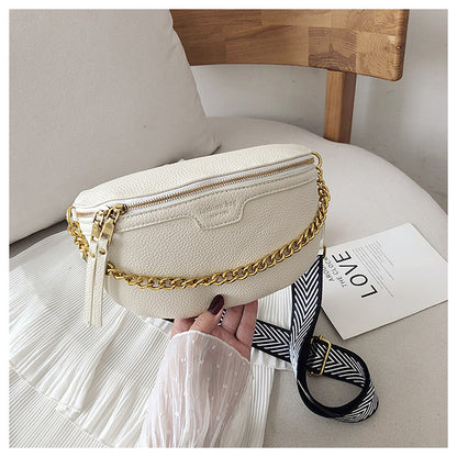 Sac banane PU blanc chaîne