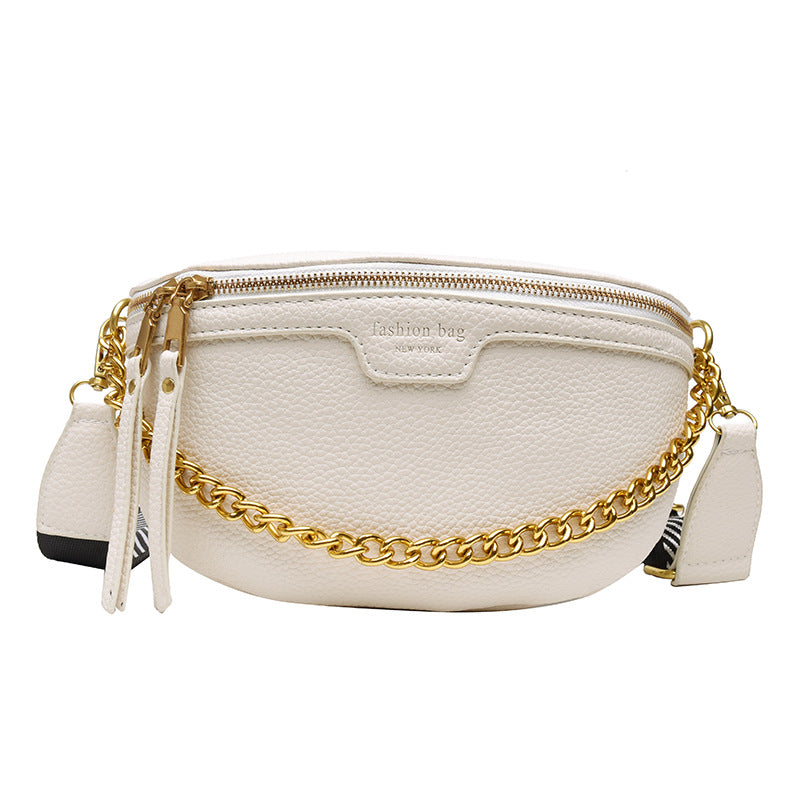 Sac banane ceinture PU noir chaîne
