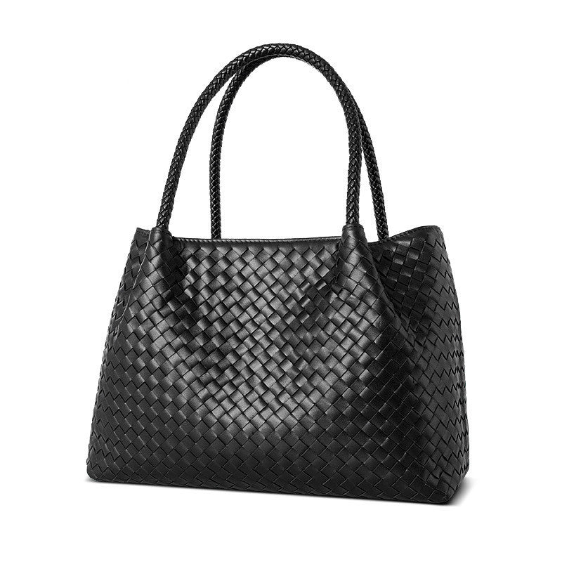 Sac cuir vachette tressé noir mère-fille