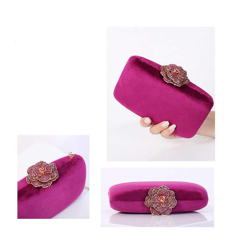Pochette soirée suède diamant rose