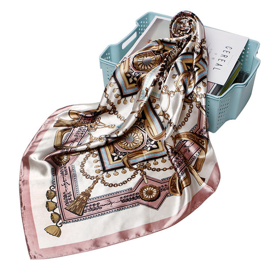 Foulard satin bandana noir 90x90