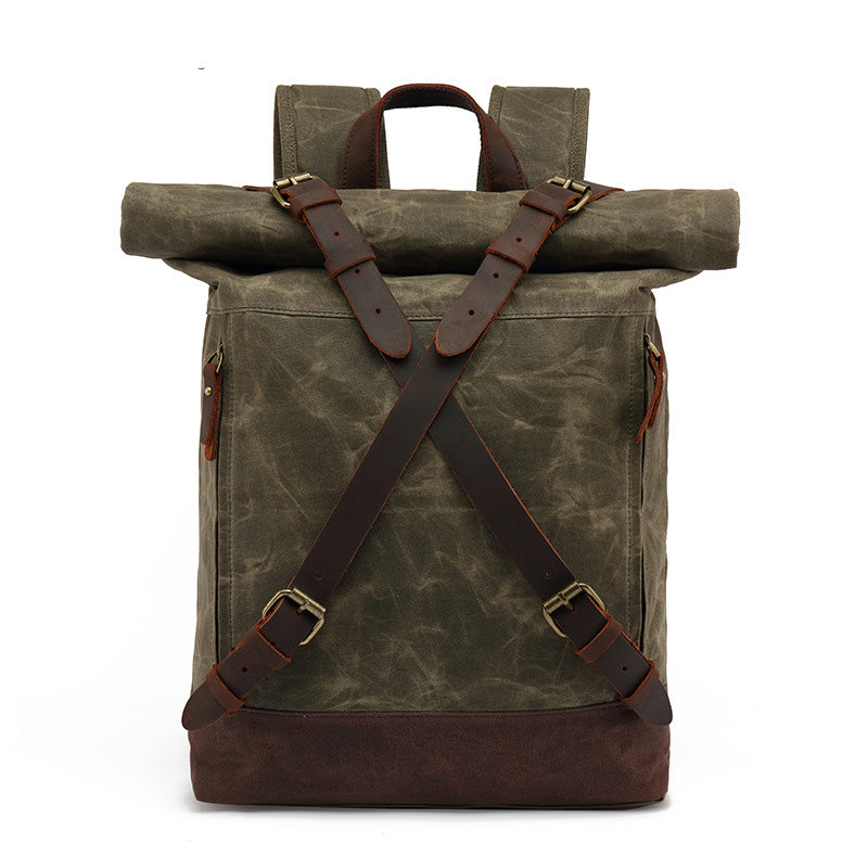 Sac à dos cuir vert armée laptop