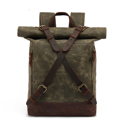 Sac à dos cuir vert armée laptop