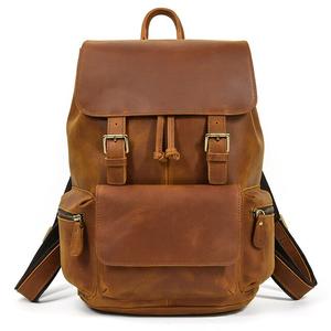 Grand sac dos cuir Crazy Horse marron