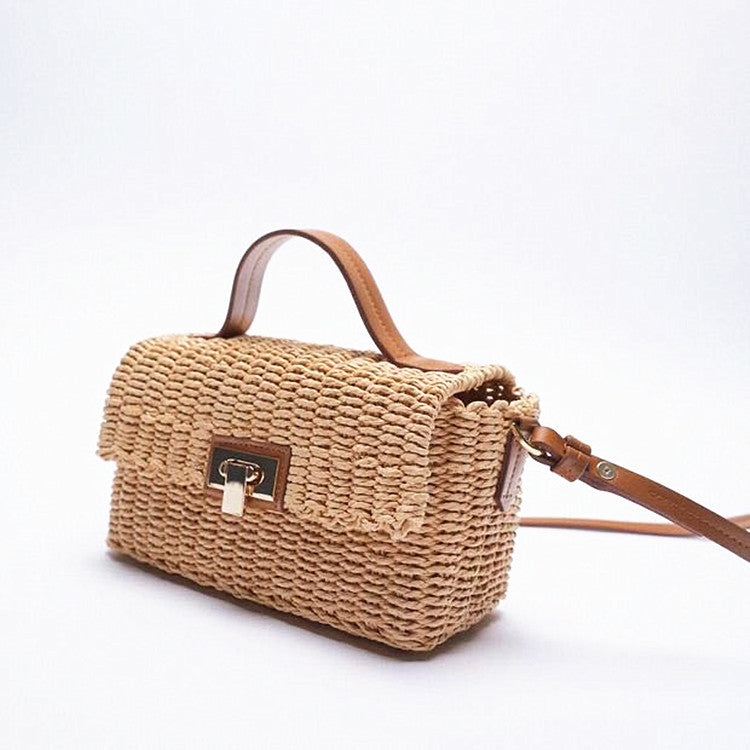 Sac paille main bandoulière vue face