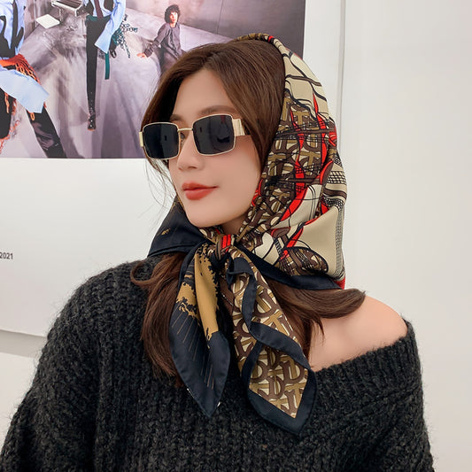 Grand foulard carré kaki protection soleil