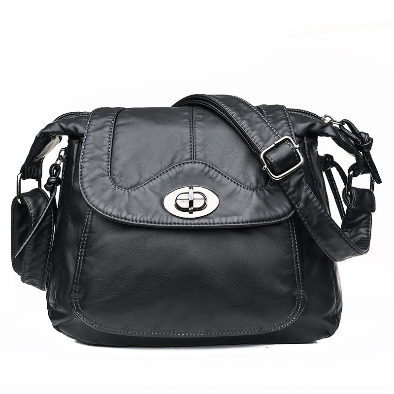 Petit sac carré bandoulière PU noir