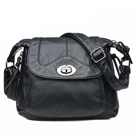 Petit sac carré bandoulière PU noir