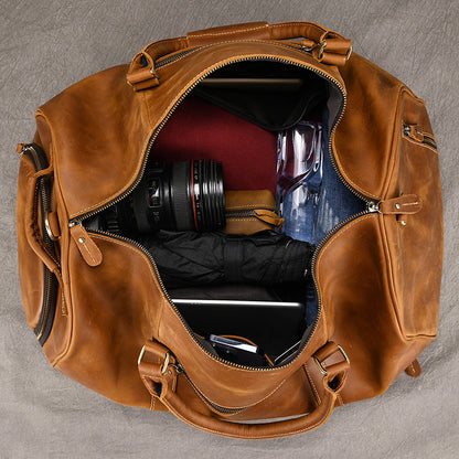 Sac de voyage cuir vachette homme marron foncé