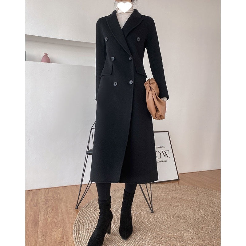 Poches latérales fonctionnelles manteau laine femme spacieuses pratiques