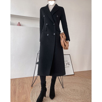 Poches latérales fonctionnelles manteau laine femme spacieuses pratiques