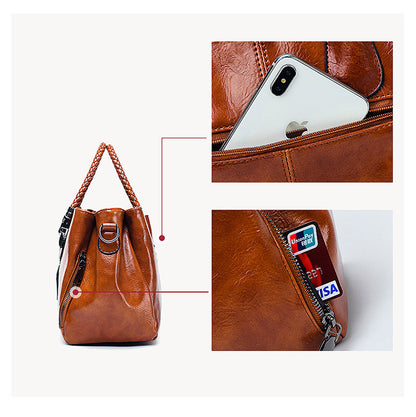 Tote bag boston bleu cuir