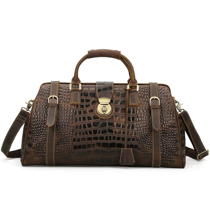 Sac voyage cuir motif vache marron foncé