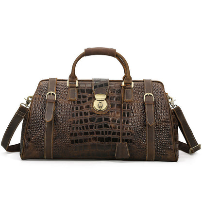 Sac voyage cuir motif vache marron foncé