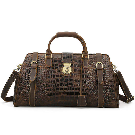 Sac voyage cuir motif vache marron foncé