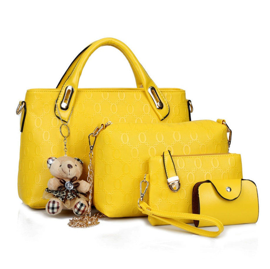 Sac à main femme gaufré 9 coloris : jaune, rouge, bleu, noir, violet, brun, blanc cassé, gold, rose rouge

