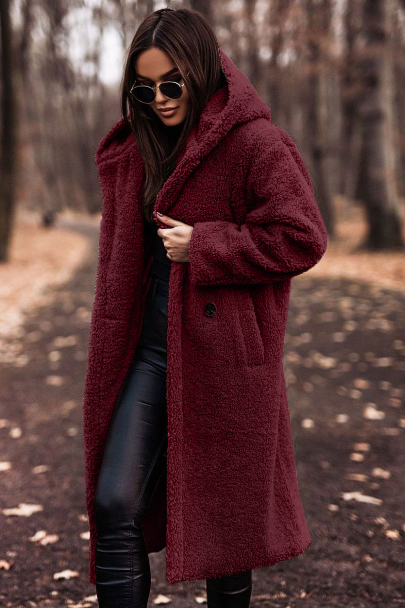 Manteau teddy abricot capuche Kélia Vogalia Paris