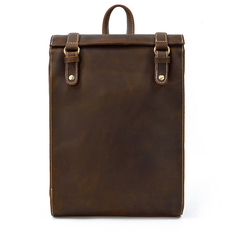 sac à dos cuir véritable vintage marron