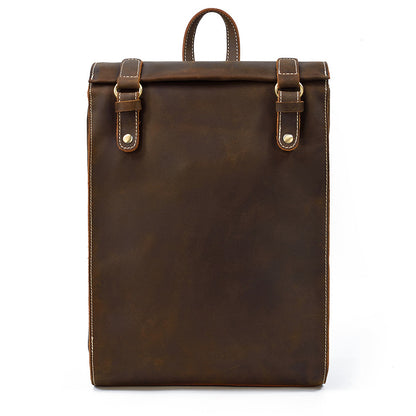 sac à dos cuir véritable vintage marron