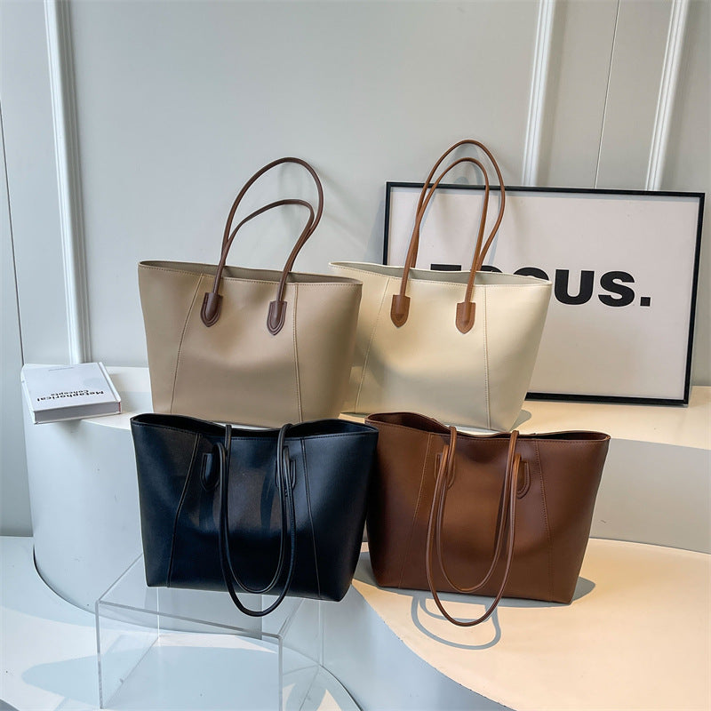 Sac à main lycée Estelia femme double bretelles grande capacité cuir PU pour cours