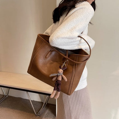 Sac mixte avec pendentif décoratif détail splicing cuir PU quotidien