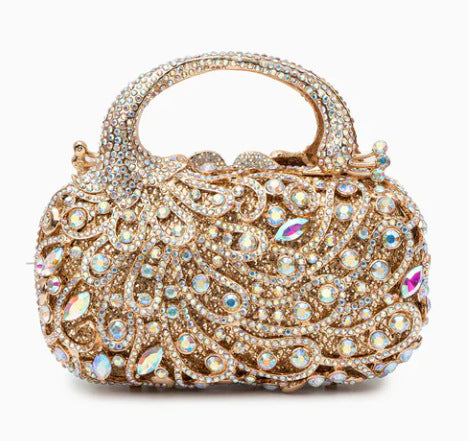 Clutch soirée rigide doré vue profil